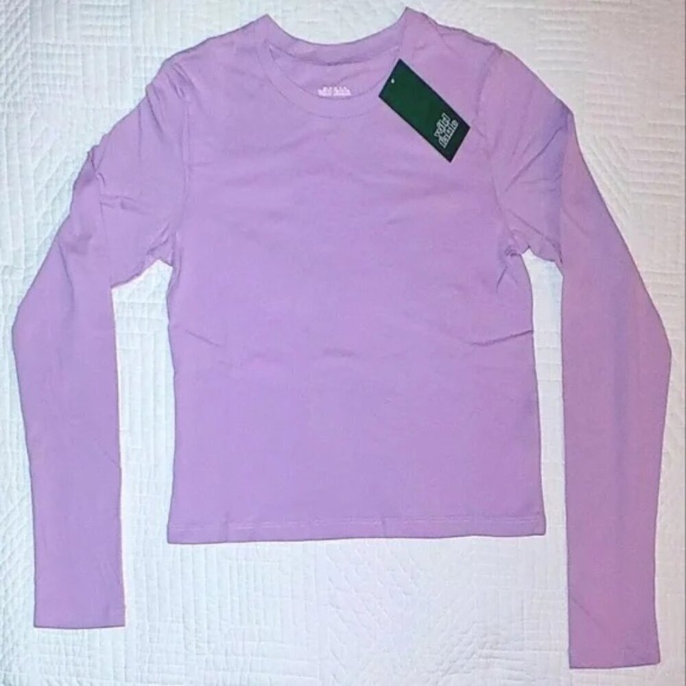 Wild Fable Lightweight Lilac Long Sleeve Crop T-Shirt X-Large